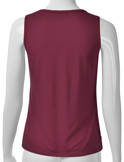 Women's Pleated Scoop Neck Sleeveless Stretch Basic Soft Tank Top (S-3X)