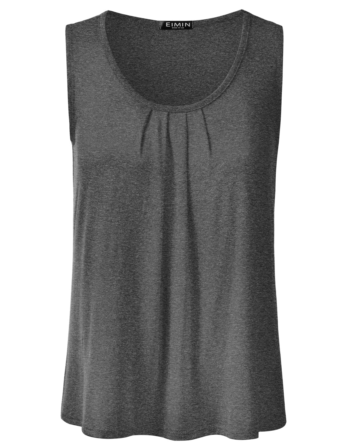 Women's Pleated Scoop Neck Sleeveless Stretch Basic Soft Tank Top (S-3X)