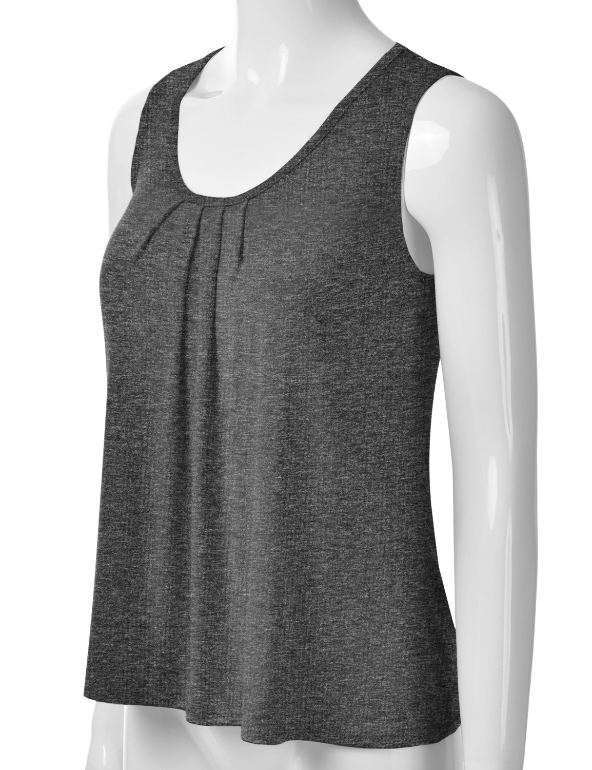 Women's Pleated Scoop Neck Sleeveless Stretch Basic Soft Tank Top (S-3X)