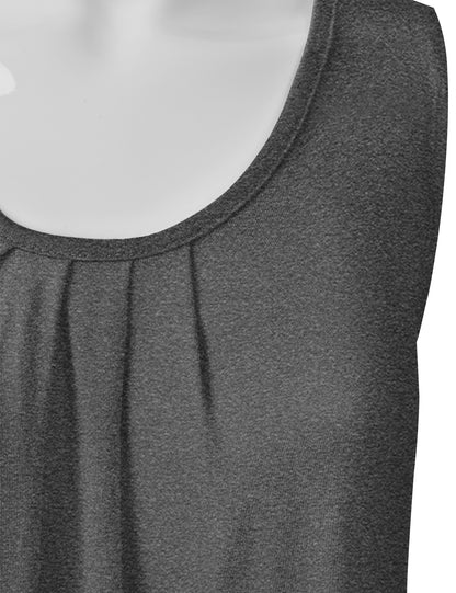 Women's Pleated Scoop Neck Sleeveless Stretch Basic Soft Tank Top (S-3X)