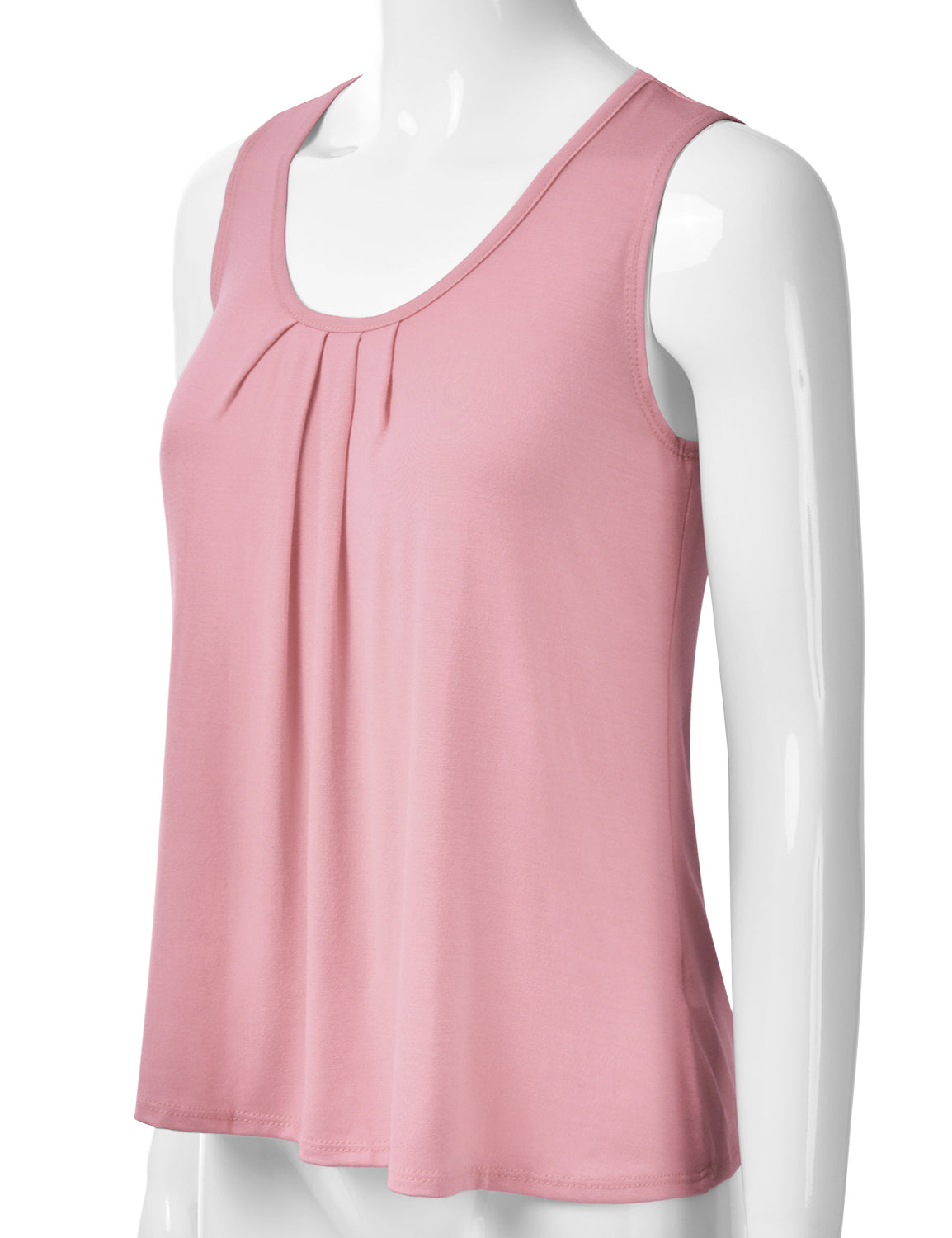 Women's Pleated Scoop Neck Sleeveless Stretch Basic Soft Tank Top (S-3X)