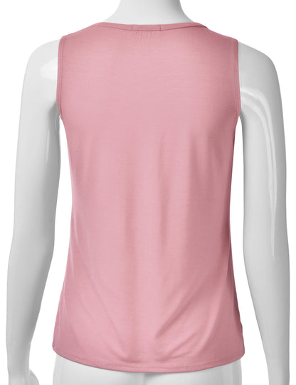 Women's Pleated Scoop Neck Sleeveless Stretch Basic Soft Tank Top (S-3X)