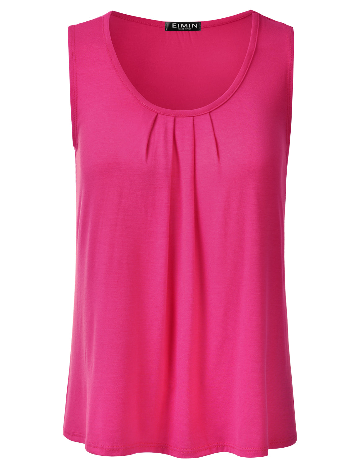 Women's Pleated Scoop Neck Sleeveless Stretch Basic Soft Tank Top (S-3X)