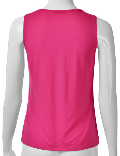 Women's Pleated Scoop Neck Sleeveless Stretch Basic Soft Tank Top (S-3X)
