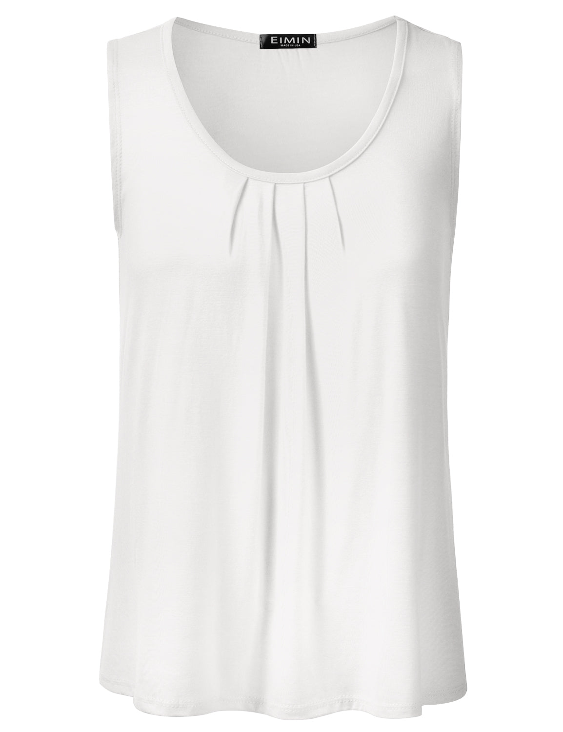 Women's Pleated Scoop Neck Sleeveless Stretch Basic Soft Tank Top (S-3X)