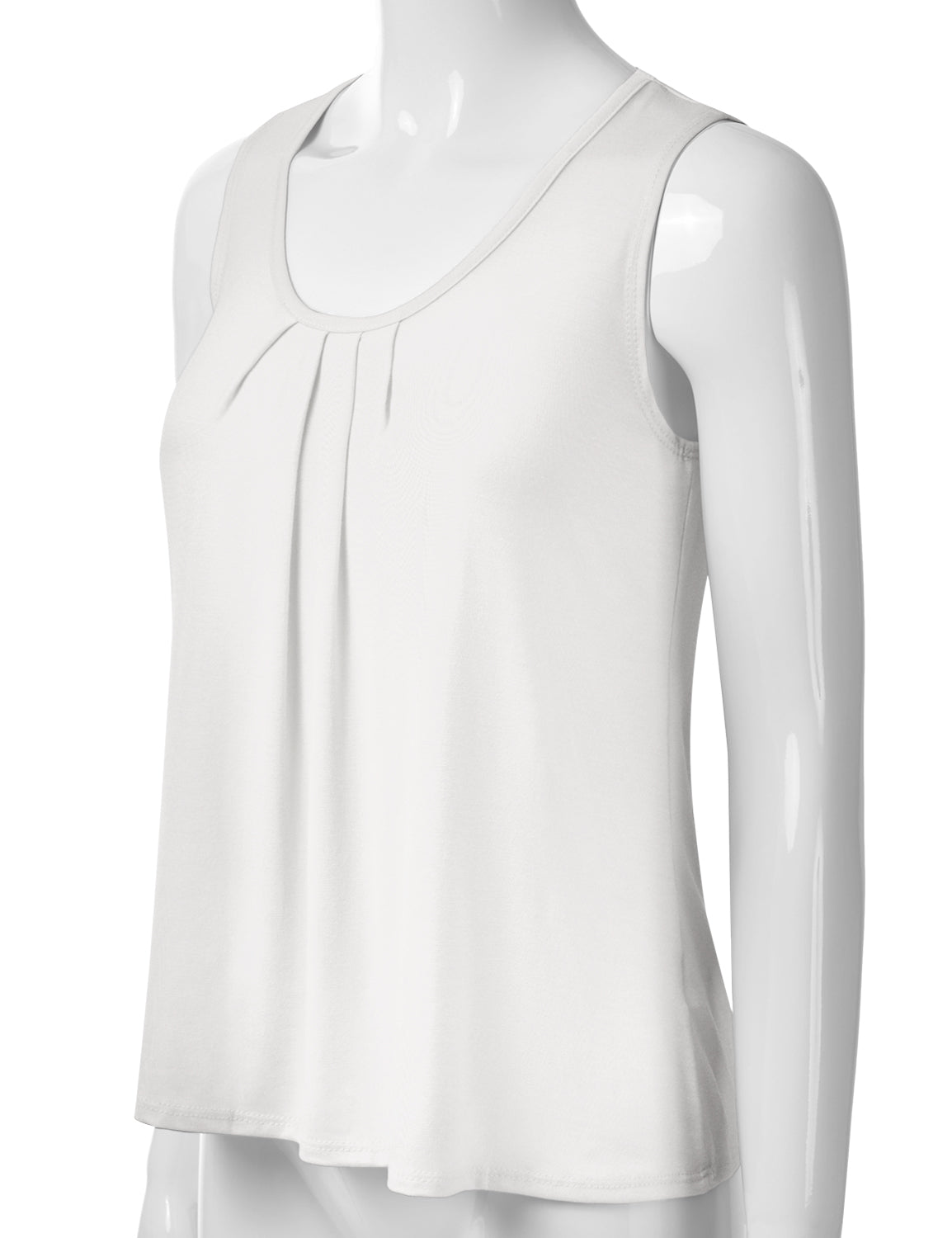 Women's Pleated Scoop Neck Sleeveless Stretch Basic Soft Tank Top (S-3X)