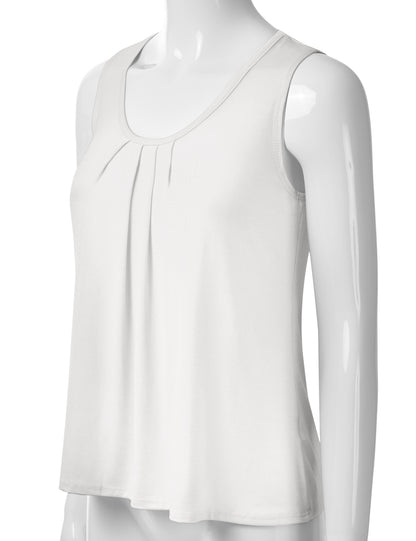 Women's Pleated Scoop Neck Sleeveless Stretch Basic Soft Tank Top (S-3X)