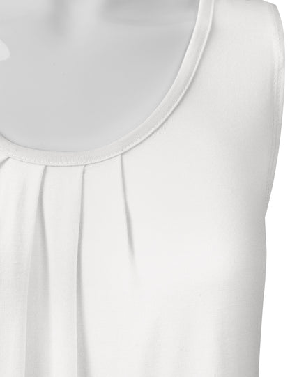 Women's Pleated Scoop Neck Sleeveless Stretch Basic Soft Tank Top (S-3X)