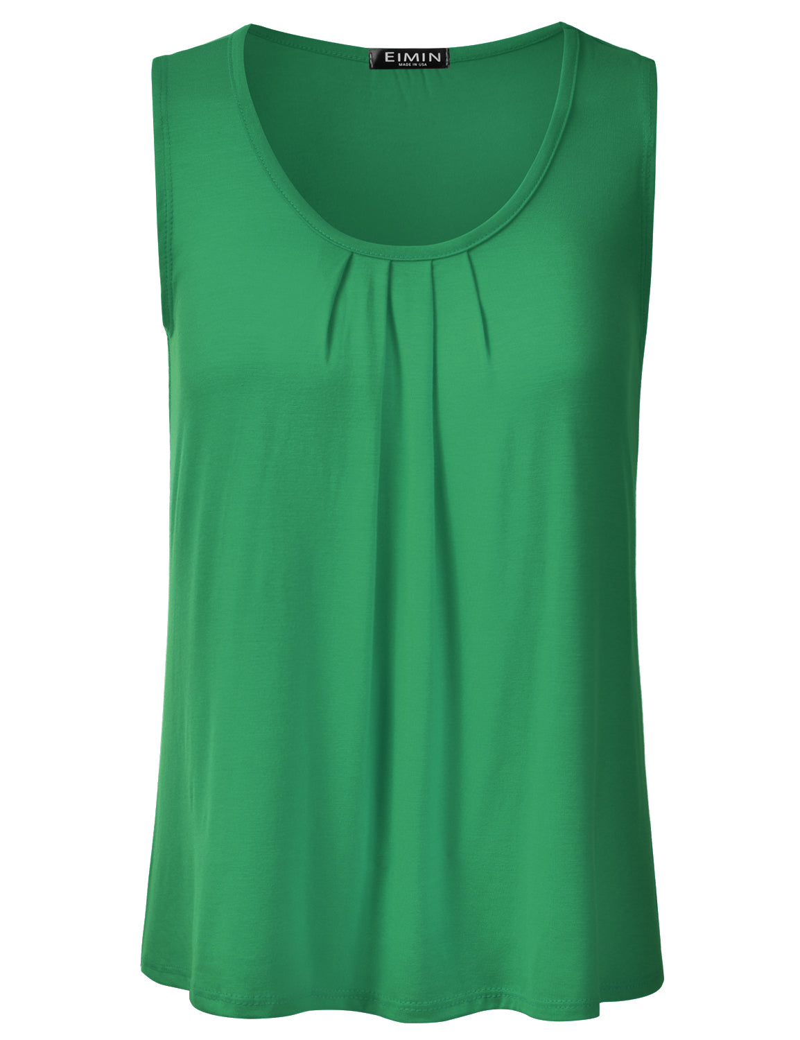 Women's Pleated Scoop Neck Sleeveless Stretch Basic Soft Tank Top (S-3X)