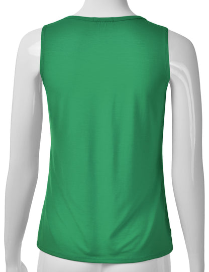 Women's Pleated Scoop Neck Sleeveless Stretch Basic Soft Tank Top (S-3X)
