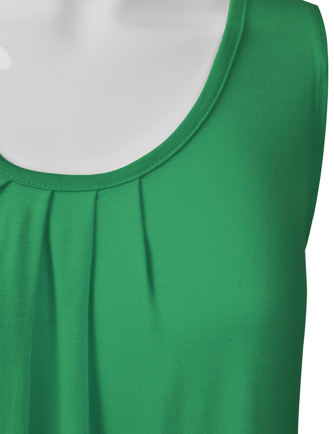 Women's Pleated Scoop Neck Sleeveless Stretch Basic Soft Tank Top (S-3X)
