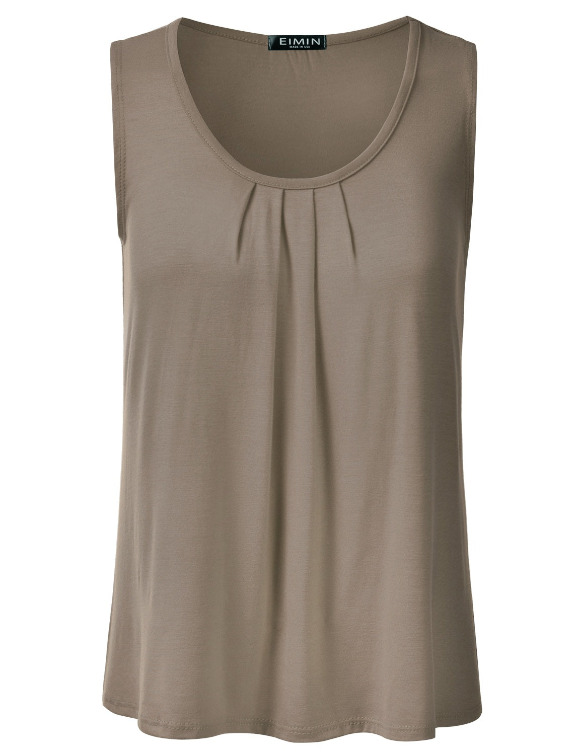 Women's Pleated Scoop Neck Sleeveless Stretch Basic Soft Tank Top (S-3X)