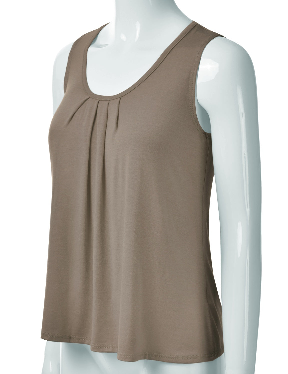 Women's Pleated Scoop Neck Sleeveless Stretch Basic Soft Tank Top (S-3X)