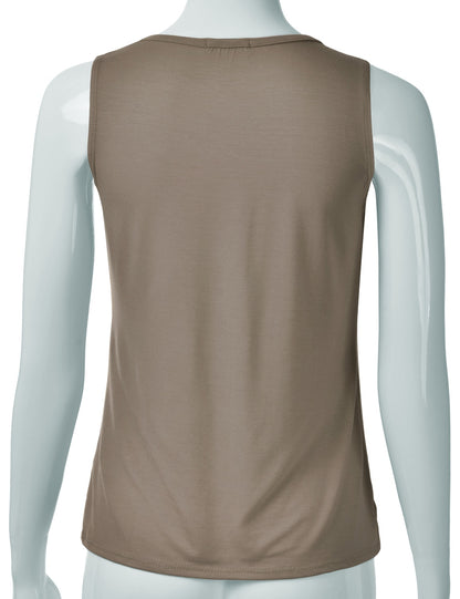 Women's Pleated Scoop Neck Sleeveless Stretch Basic Soft Tank Top (S-3X)