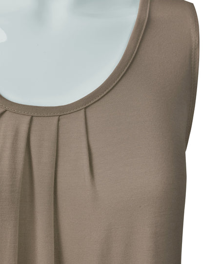 Women's Pleated Scoop Neck Sleeveless Stretch Basic Soft Tank Top (S-3X)