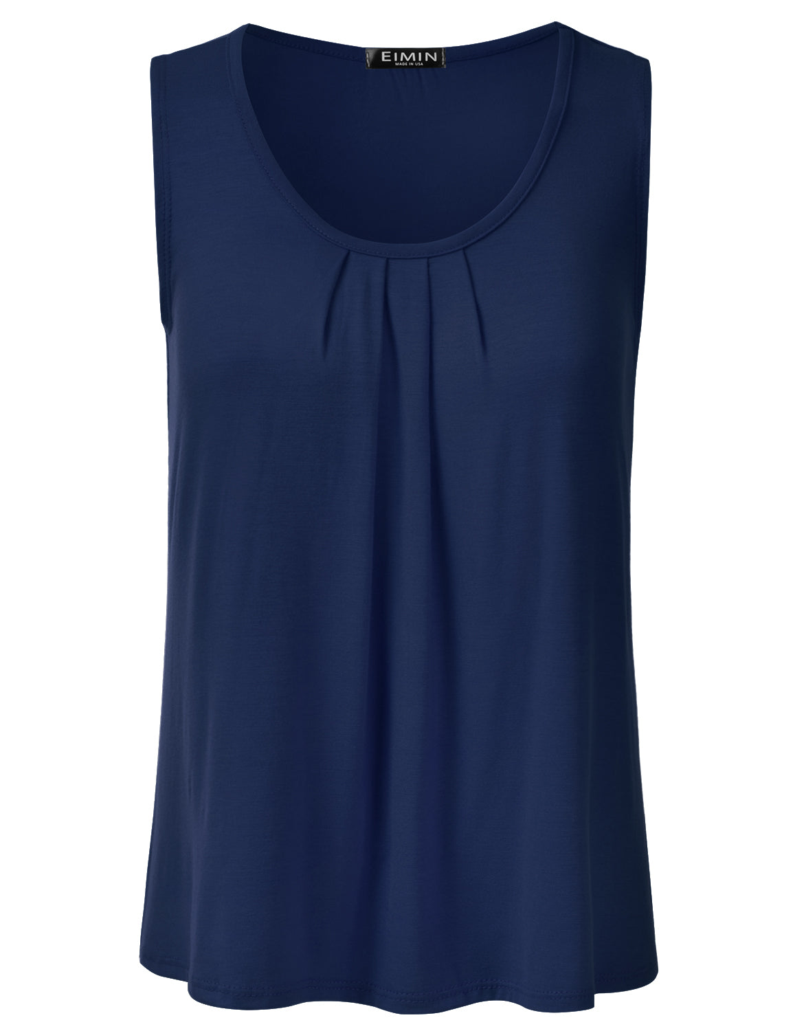 Women's Pleated Scoop Neck Sleeveless Stretch Basic Soft Tank Top (S-3X)
