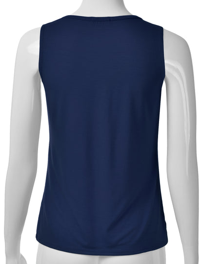 Women's Pleated Scoop Neck Sleeveless Stretch Basic Soft Tank Top (S-3X)