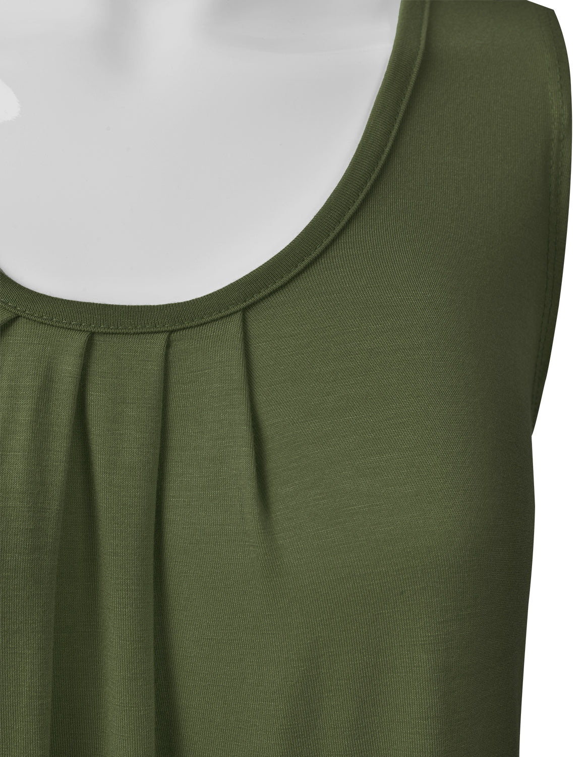Women's Pleated Scoop Neck Sleeveless Stretch Basic Soft Tank Top (S-3X)