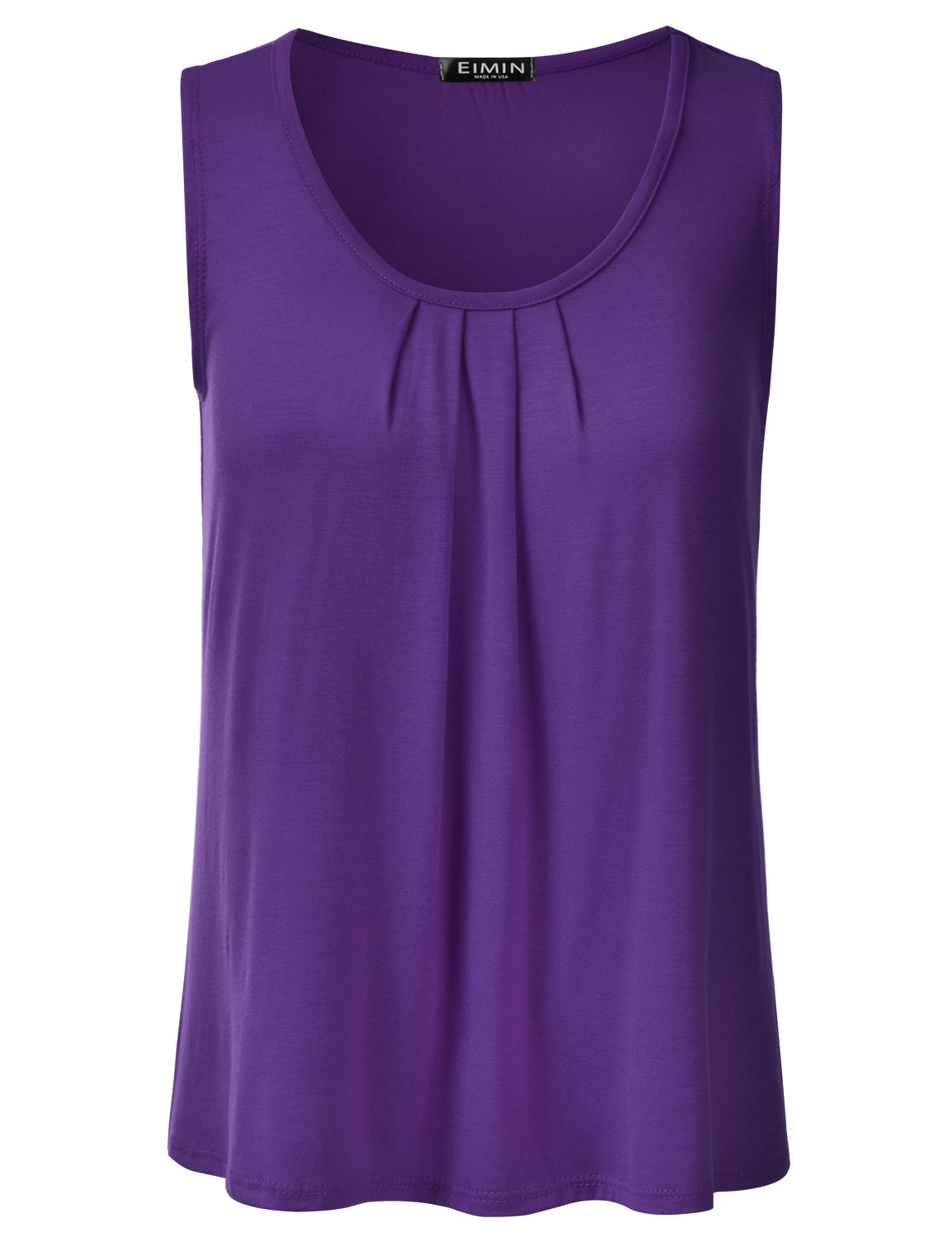 Women's Pleated Scoop Neck Sleeveless Stretch Basic Soft Tank Top (S-3X)