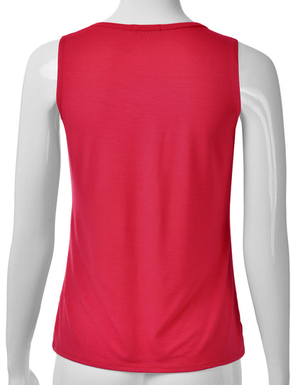 Women's Pleated Scoop Neck Sleeveless Stretch Basic Soft Tank Top (S-3X)