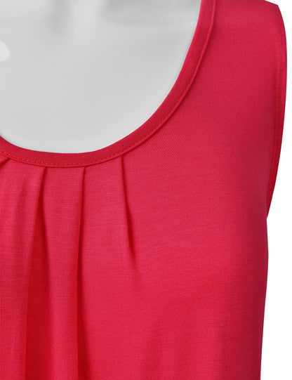 Women's Pleated Scoop Neck Sleeveless Stretch Basic Soft Tank Top (S-3X)