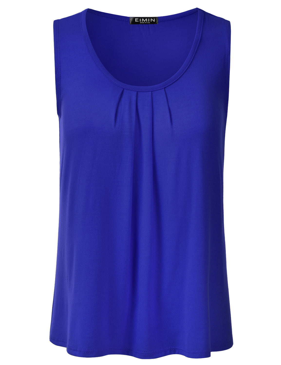 Women's Pleated Scoop Neck Sleeveless Stretch Basic Soft Tank Top (S-3X)
