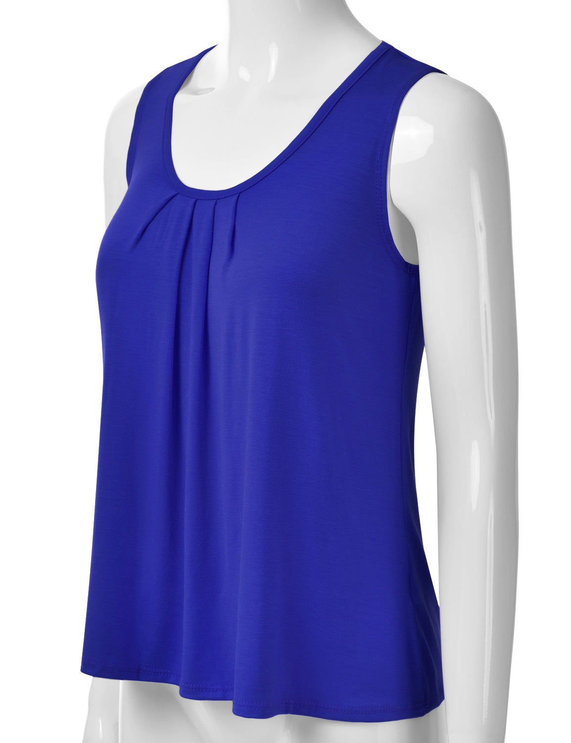 Women's Pleated Scoop Neck Sleeveless Stretch Basic Soft Tank Top (S-3X)
