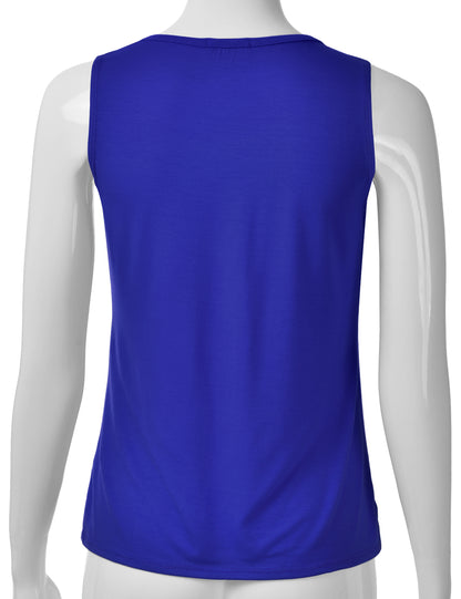 Women's Pleated Scoop Neck Sleeveless Stretch Basic Soft Tank Top (S-3X)