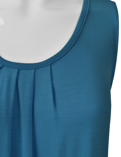 Women's Pleated Scoop Neck Sleeveless Stretch Basic Soft Tank Top (S-3X)
