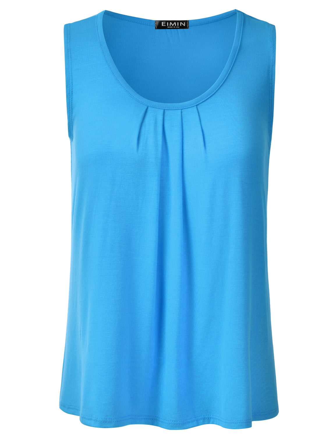 Women's Pleated Scoop Neck Sleeveless Stretch Basic Soft Tank Top (S-3X)