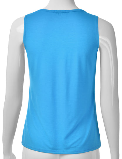 Women's Pleated Scoop Neck Sleeveless Stretch Basic Soft Tank Top (S-3X)