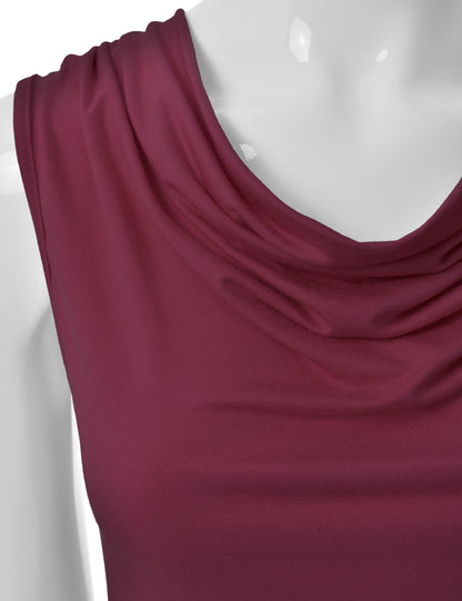 Women's Cowl Neck Ruched Draped Sleeveless Stretchy Blouse Tank Top (S-3X)