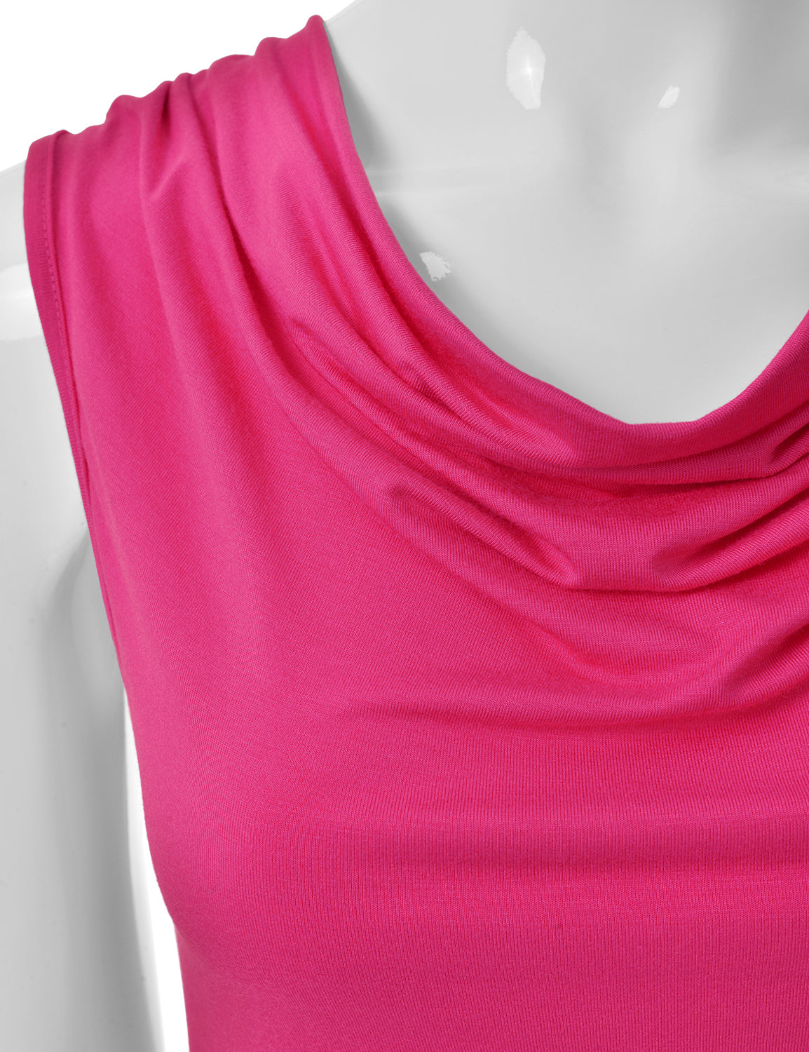 Women's Cowl Neck Ruched Draped Sleeveless Stretchy Blouse Tank Top (S-3X)