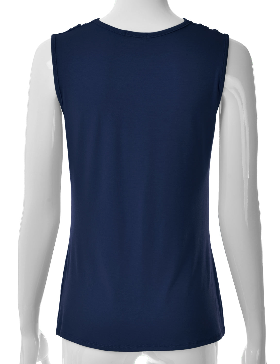 Women's Cowl Neck Ruched Draped Sleeveless Stretchy Blouse Tank Top (S-3X)