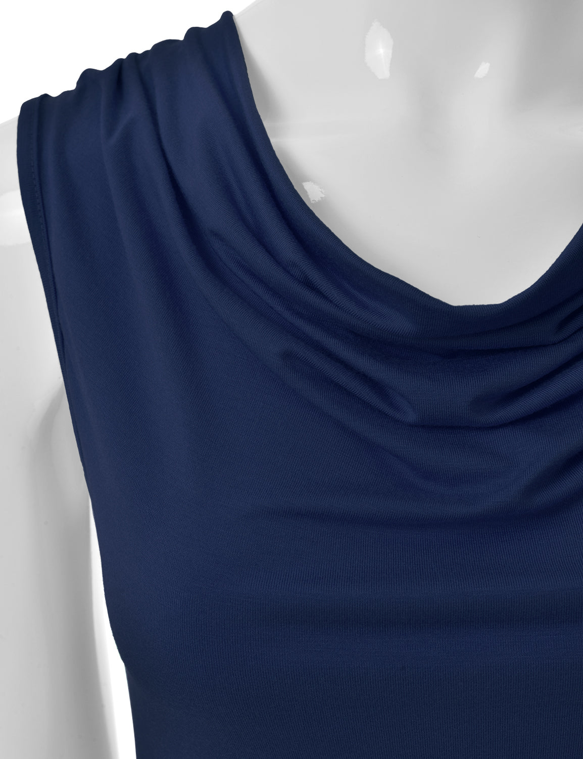 Women's Cowl Neck Ruched Draped Sleeveless Stretchy Blouse Tank Top (S-3X)