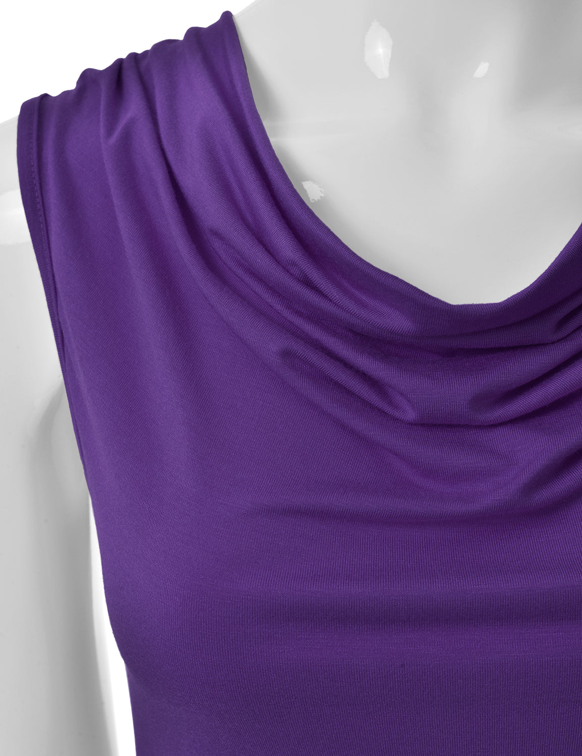 Women's Cowl Neck Ruched Draped Sleeveless Stretchy Blouse Tank Top (S-3X)
