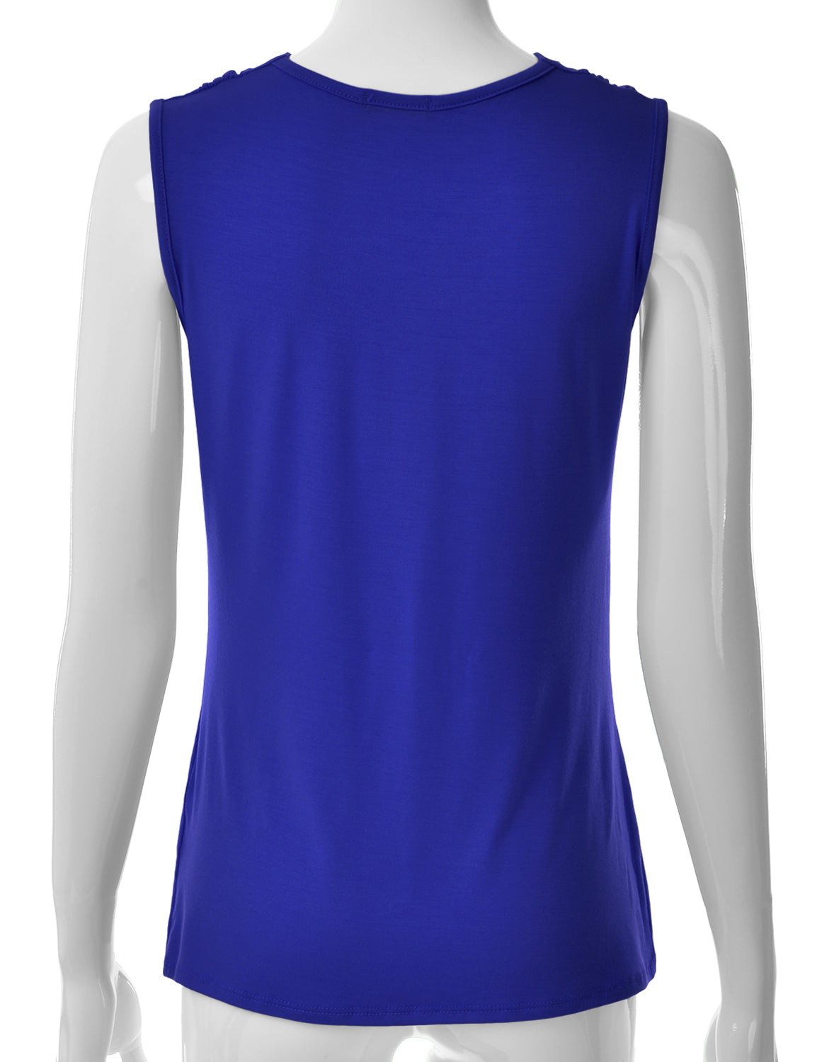 Women's Cowl Neck Ruched Draped Sleeveless Stretchy Blouse Tank Top (S-3X)