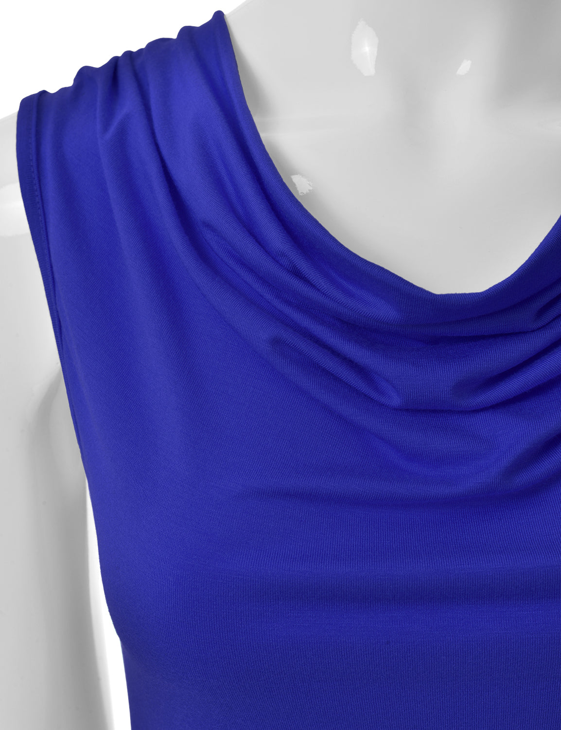 Women's Cowl Neck Ruched Draped Sleeveless Stretchy Blouse Tank Top (S-3X)