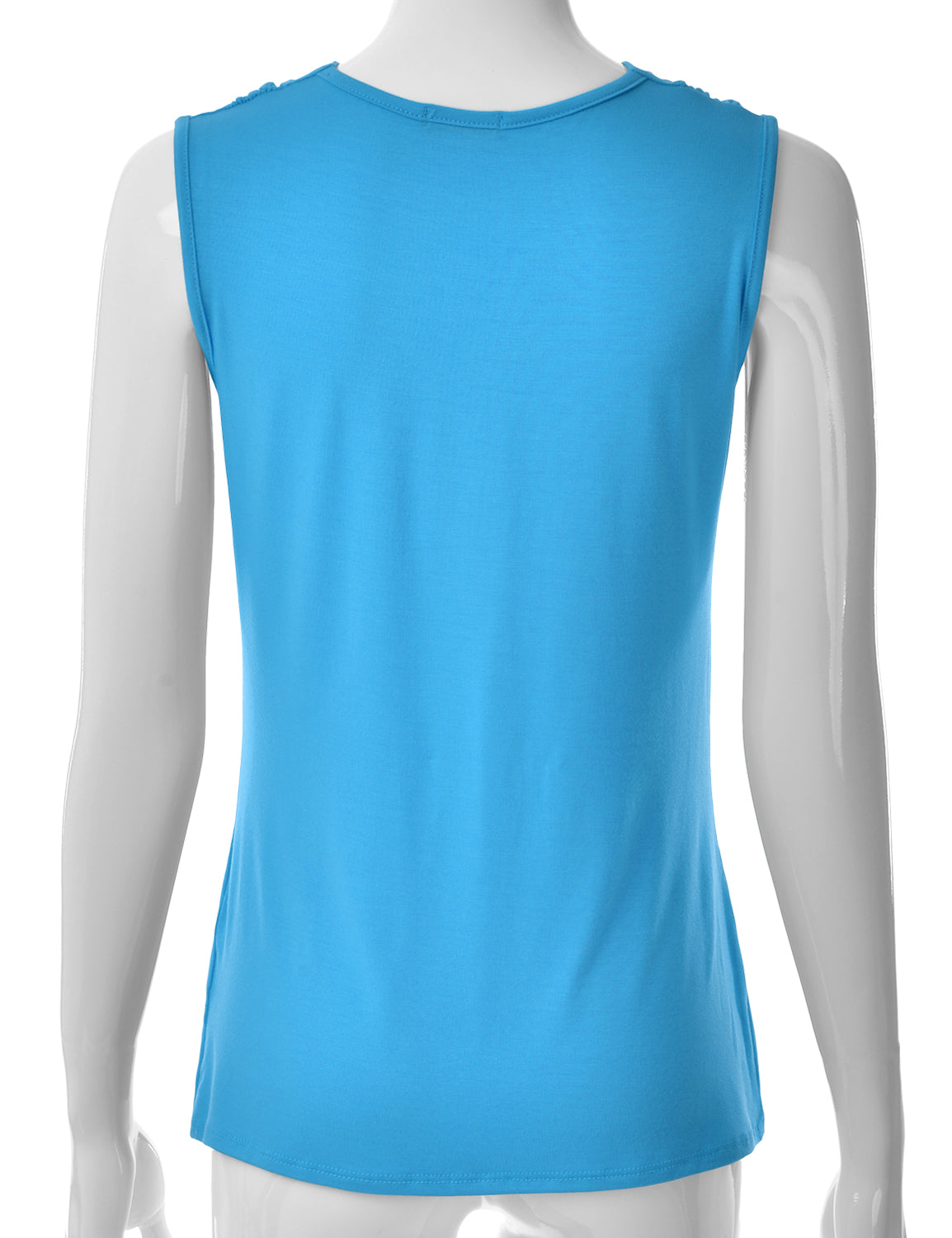 Women's Cowl Neck Ruched Draped Sleeveless Stretchy Blouse Tank Top (S-3X)