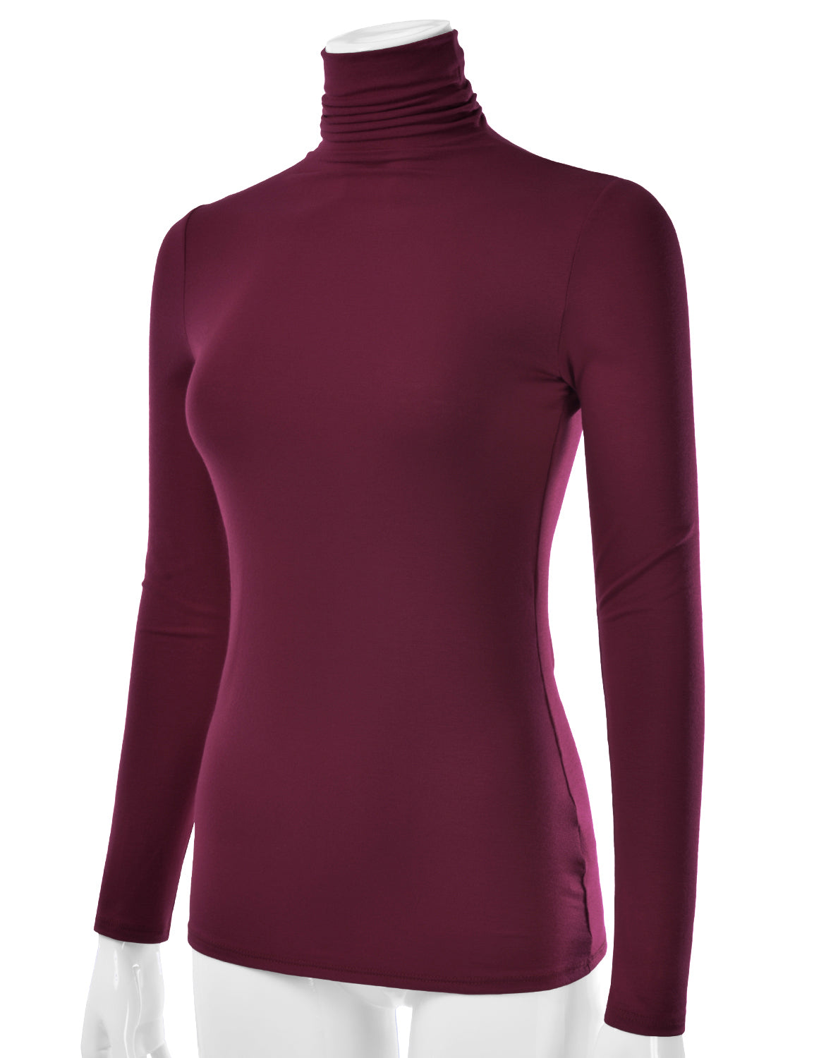 Women's Long Sleeve Turtleneck Light Weight Pullover Slim Fit T-Shirts Top Sweater (S-3XL)