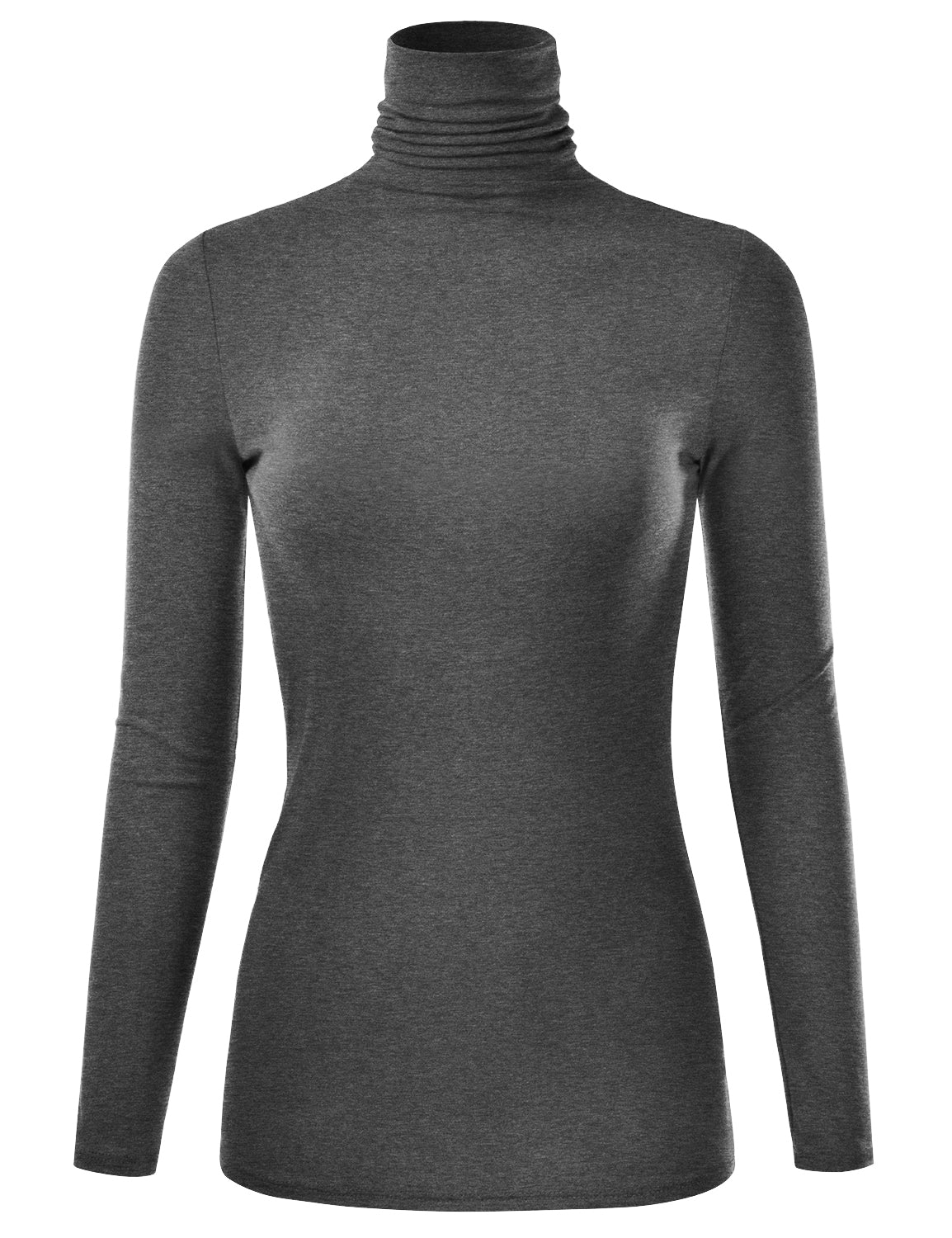 Women's Long Sleeve Turtleneck Light Weight Pullover Slim Fit T-Shirts Top Sweater (S-3XL)