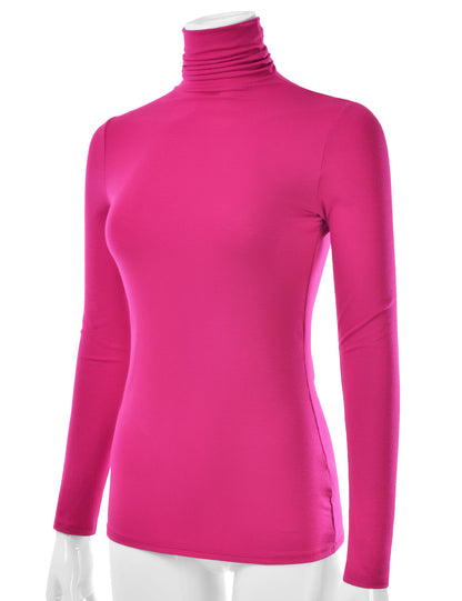 Women's Long Sleeve Turtleneck Light Weight Pullover Slim Fit T-Shirts Top Sweater (S-3XL)