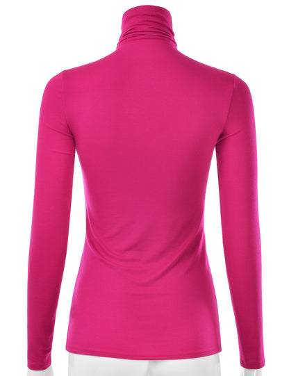 Women's Long Sleeve Turtleneck Light Weight Pullover Slim Fit T-Shirts Top Sweater (S-3XL)