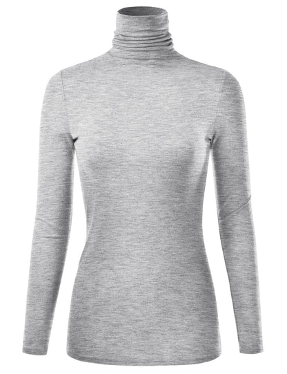 Women's Long Sleeve Turtleneck Light Weight Pullover Slim Fit T-Shirts Top Sweater (S-3XL)