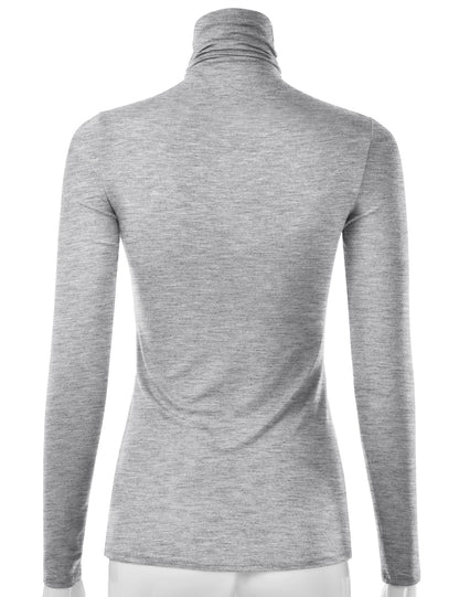 Women's Long Sleeve Turtleneck Light Weight Pullover Slim Fit T-Shirts Top Sweater (S-3XL)