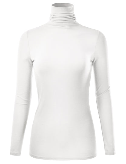 Women's Long Sleeve Turtleneck Light Weight Pullover Slim Fit T-Shirts Top Sweater (S-3XL)