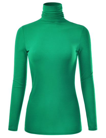 Women's Long Sleeve Turtleneck Light Weight Pullover Slim Fit T-Shirts Top Sweater (S-3XL)