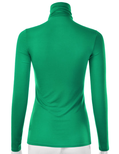 Women's Long Sleeve Turtleneck Light Weight Pullover Slim Fit T-Shirts Top Sweater (S-3XL)