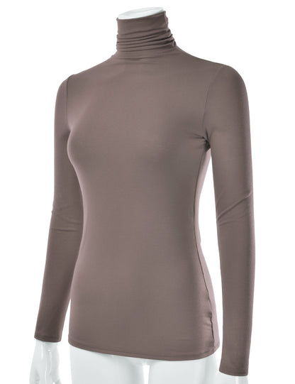 Women's Long Sleeve Turtleneck Light Weight Pullover Slim Fit T-Shirts Top Sweater (S-3XL)
