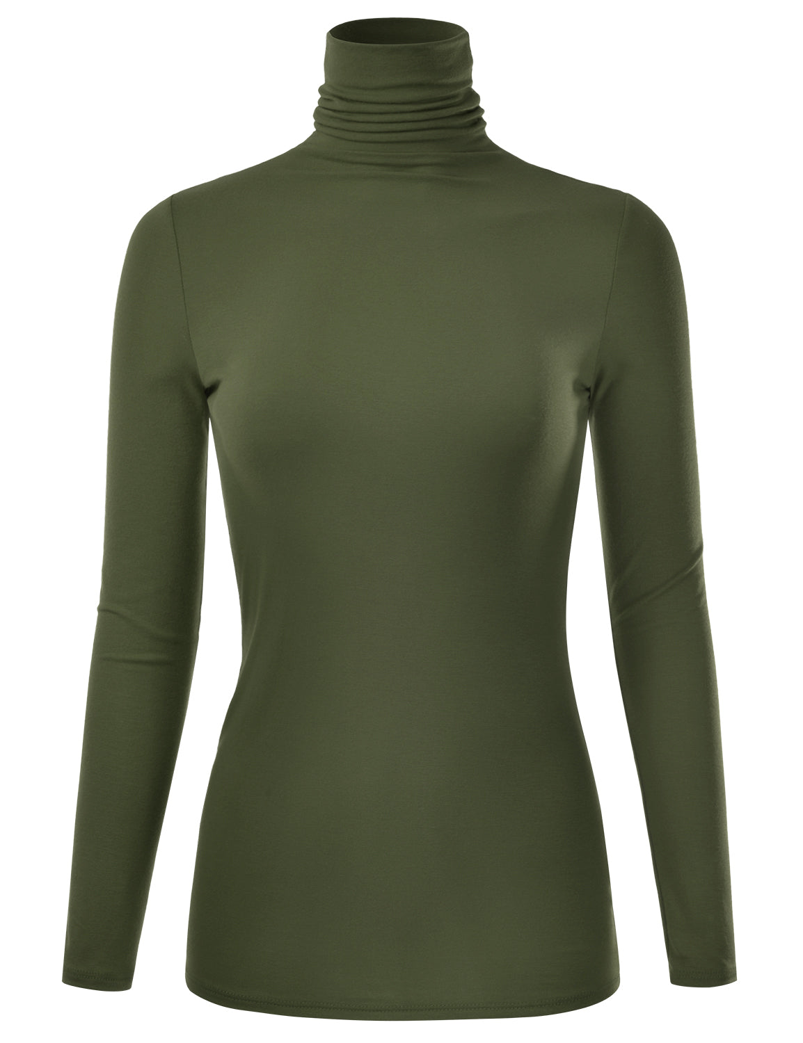 Women's Long Sleeve Turtleneck Light Weight Pullover Slim Fit T-Shirts Top Sweater (S-3XL)